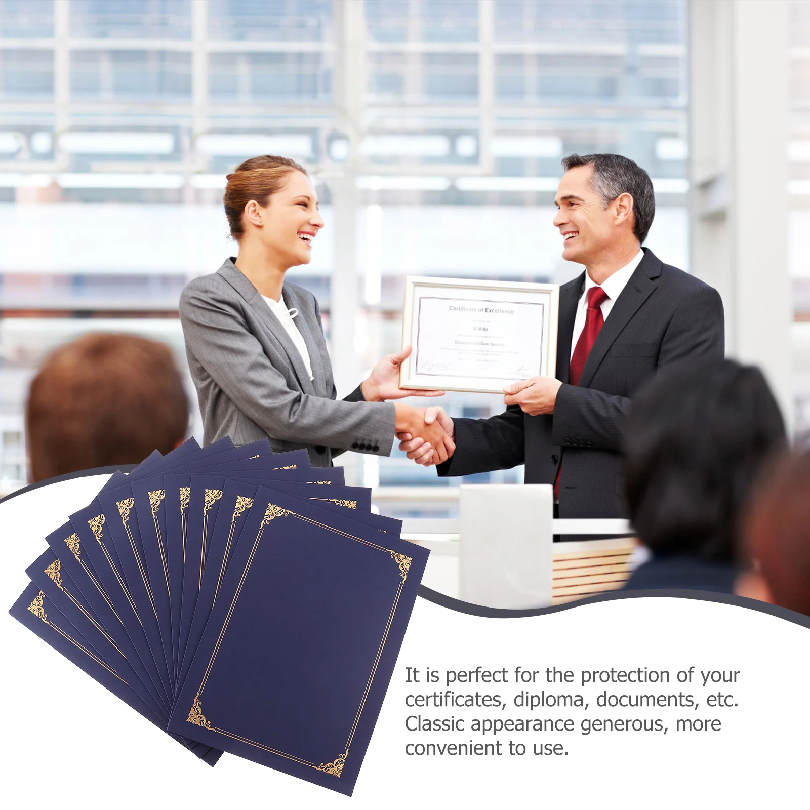 10 pçs em branco dourado envelope certificado pasta documento papel capa prêmio titular