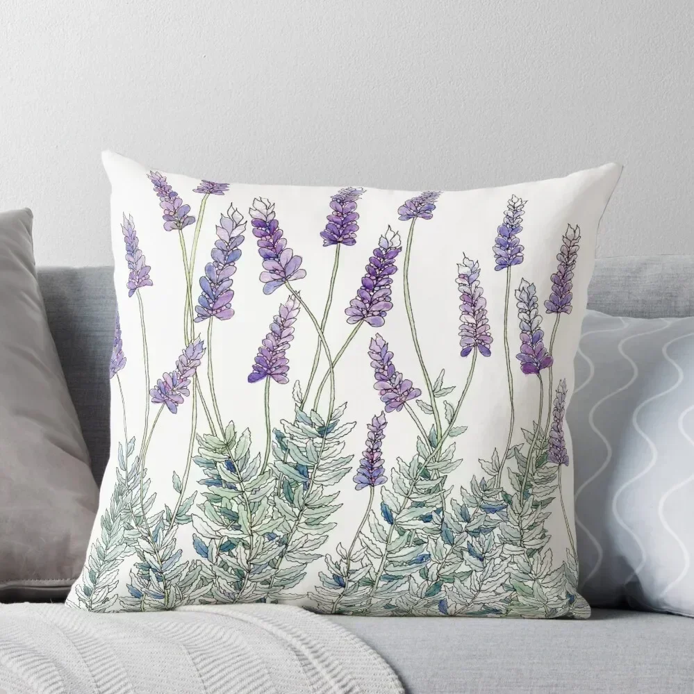 Lavender, Illustration Throw Pillow Embroidered Cushion Cover Sofa Cushions Cover pillow