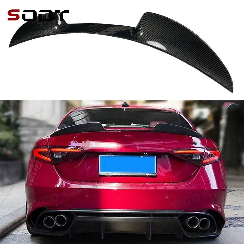 

For Alfa Romeo Giulia 2015+ G Style Carbon Fiber Rear Spoiler Rear Wing Lip Tail Trun k SpoilersTail fins Separator Auto Parts