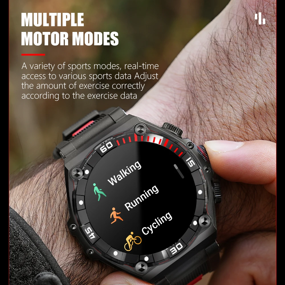 2024 ใหม่ 700MAhแบตเตอรี่ 1.43 "หน้าจอAMOLEDสมาร์ทนาฬิกาผู้ชายฟันสีฟ้าโทรIP68 กันน้ํากีฬาฟิตเนสกลางแจ้งSmartwatch