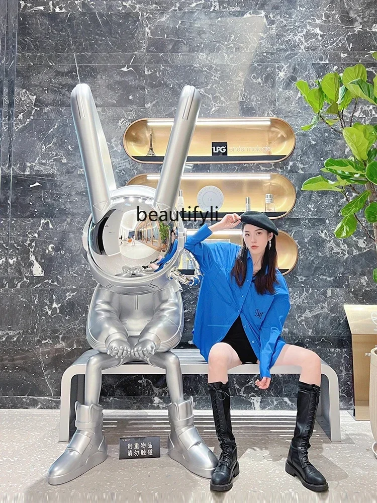 

Asmt56 Cartoon Moon Everbright Rabbit Decoration Sculpture Hotel Club KTV Landing Large Furnishings Ornaments home accessories