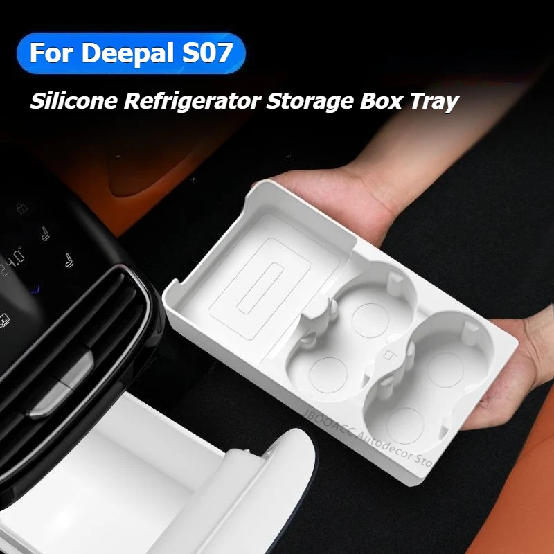 

Для Changan Deepal S07 2026, автомобильный ящик для хранения холодильника, силиконовый лоток для хранения на задний холодильник, поднос для напитков, аксессуары для интерьера