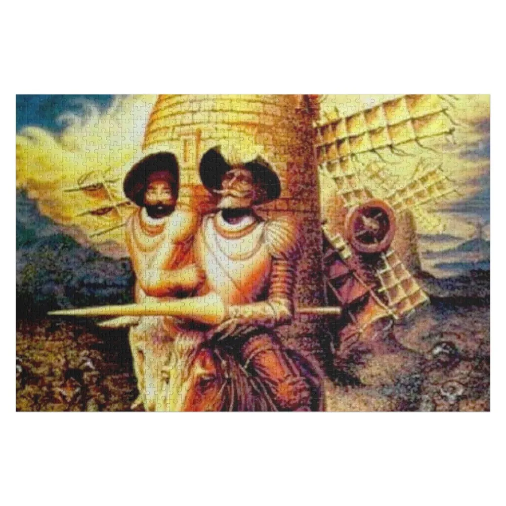 

DON QUIXOTE: Винтажная головоломка с абстрактным наклоном и ветряной мельницей, деревянная головоломка с персонализированным именем для взрослых