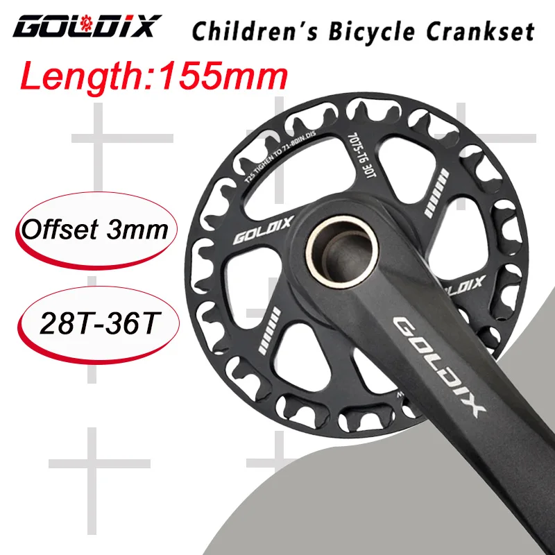 

GOLDIX MTB Bicycle Crankset 155mm Bicycle crank Arm Ultralight integrated crank For Children 28T-38T Chainring for Shimano SRAM