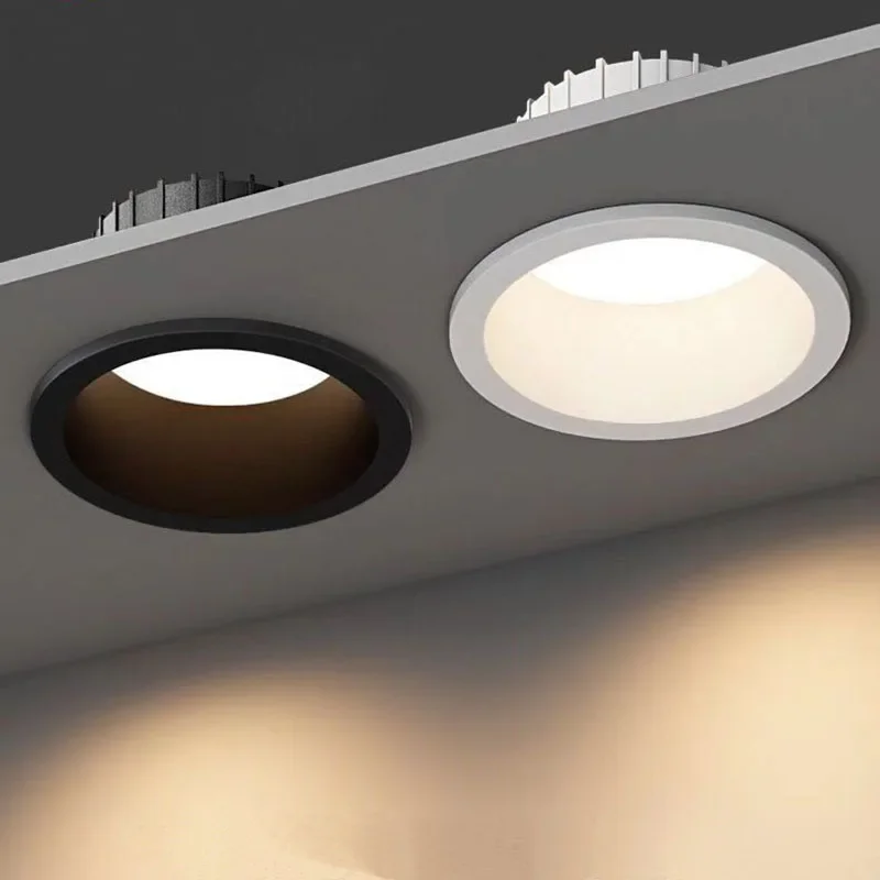 Redondo anti-reflexo led smd2835 recesso downlights 7w 10 tamanho do furo 7cm lâmpada de teto holofotes para iluminação interna