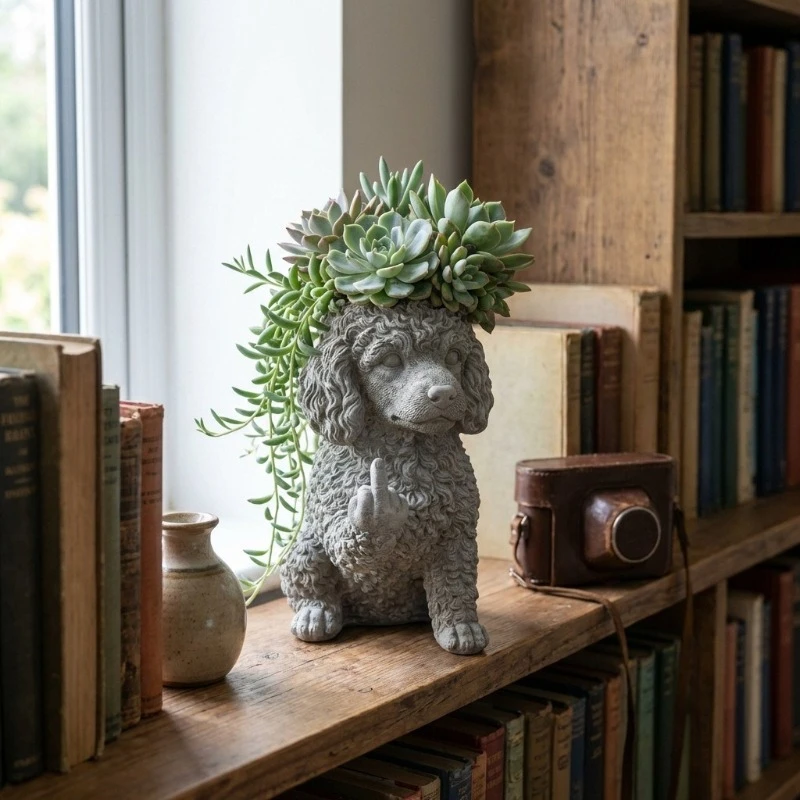 Novelty Animal Middle Finger Planter Pot, Cute Resin Flower Vase, Indoor Outdoor Desktop Decor, Unique Gift for Plant Lovers