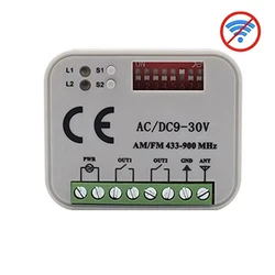 Receiver Controller AC/DC 9V-30V 2CH 300MHz to 868MHz 433MHz Garage Door Opener / Gate Remote Control Receiver Switch