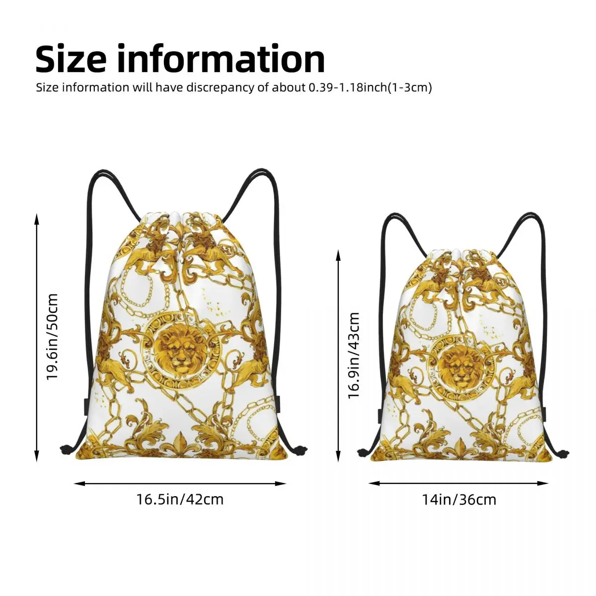 Винтажный рюкзак на шнурке в стиле барокко с золотым львом, спортивный рюкзак для спортзала, сумка на шнурке для тренировок