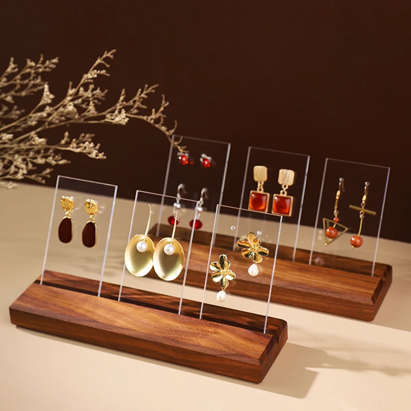 

Walnut Jewellery Shelf Earring Display Stands Jewelry for Women Earring Organizer Jewelry Holder Tray Wooden Earring Organizer