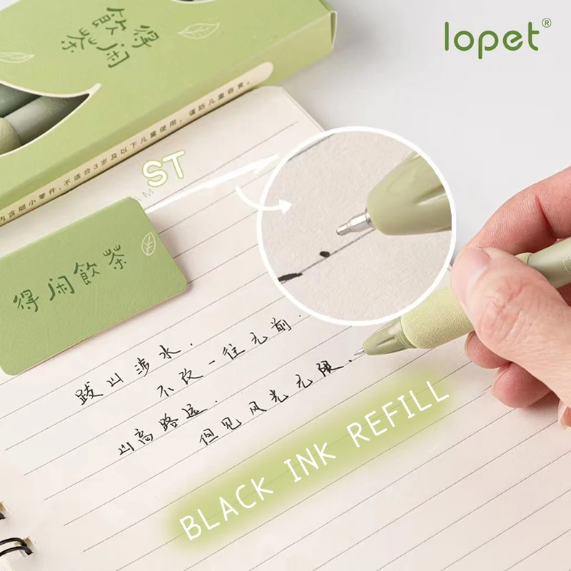 4 Pcs/Set Green Tea Series Gel Pens Smooth Writing Quick Dry Black Ink Pen for School Student Writing  Stationery Supplies