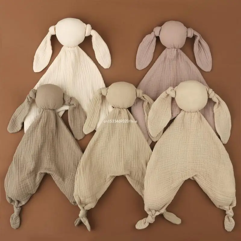 Soft Cotton Muslin Baby Bib Rabbit for Doll Newborn Appease Towel Security Blanket Baby Sleeping Cuddling Towel Faceclot