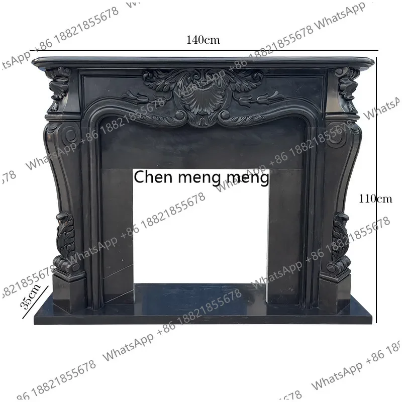 A38 Marble fireplace stone carving European interior simple American TV background wall decorative cabinet