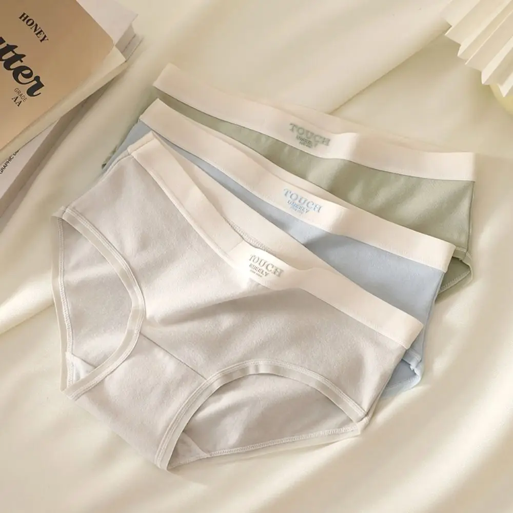 

5PCS Sweet Thin Mid Waist Panties Cotton Crotch Lingerie Simple Solid Briefs Underwear Women's Underpants Gifts