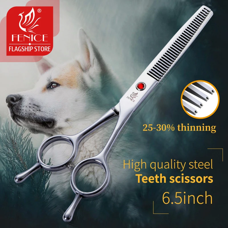 Fenice 6.5 inch Professional Pet Grooming Dog Hair Thinning Scissors Dogs Puppy Thinning Shear