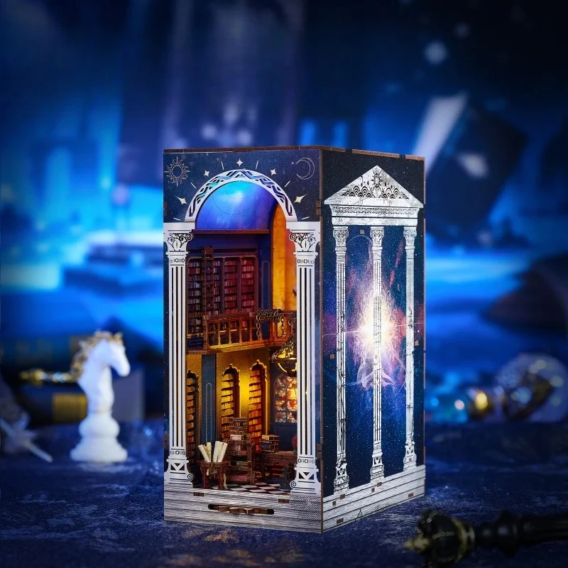 DIY Wooden Book Nook  Figurines Miniatures Bookend Handmade Bookshelf Gifts Home Decor Crafts