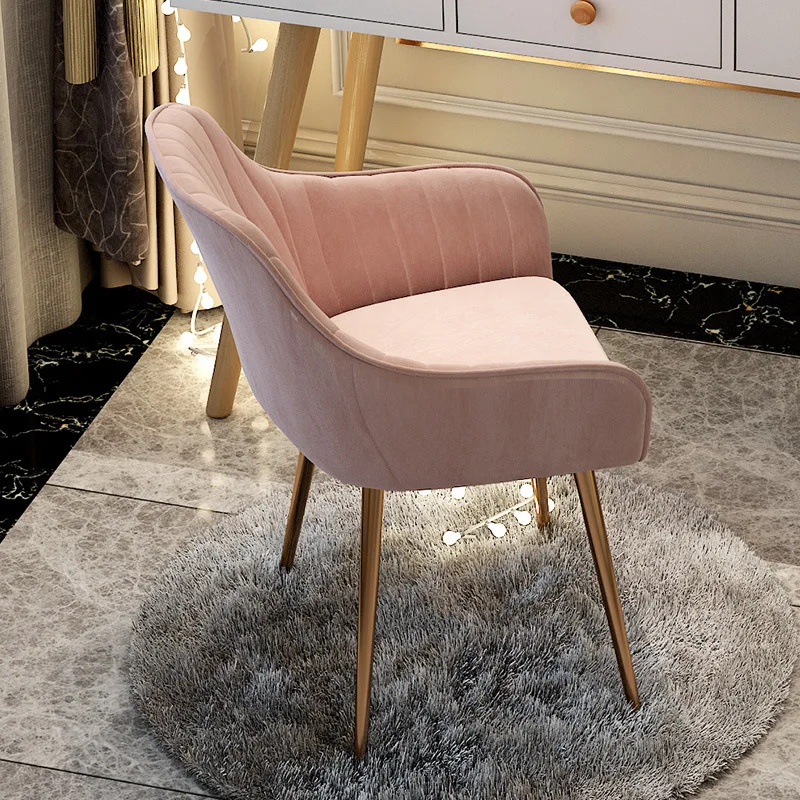 Nordic light luxury, soft flannel dressing chair, pink, lake blue