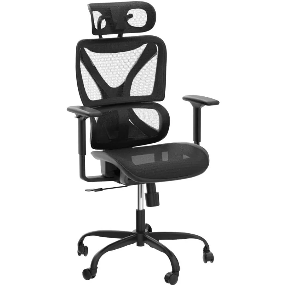 

Office Chair with Lumbar Support, Big and Tall Mesh Chairs with Adjustable 3D Arms, Headrest & Soft Seat, Large Desk Chair Home