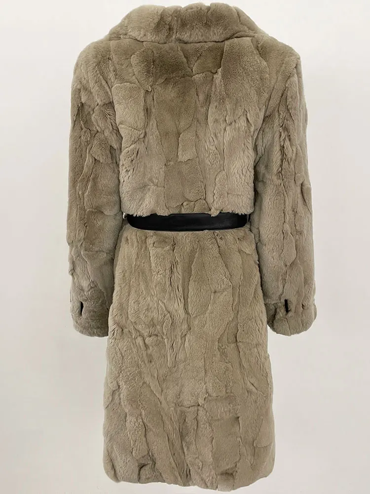 2024 Winter Warm Plush Fur Top Women Jacket Long Real Fur Natural Rabbit Fur Coat Fashion New Style Can Be Customized