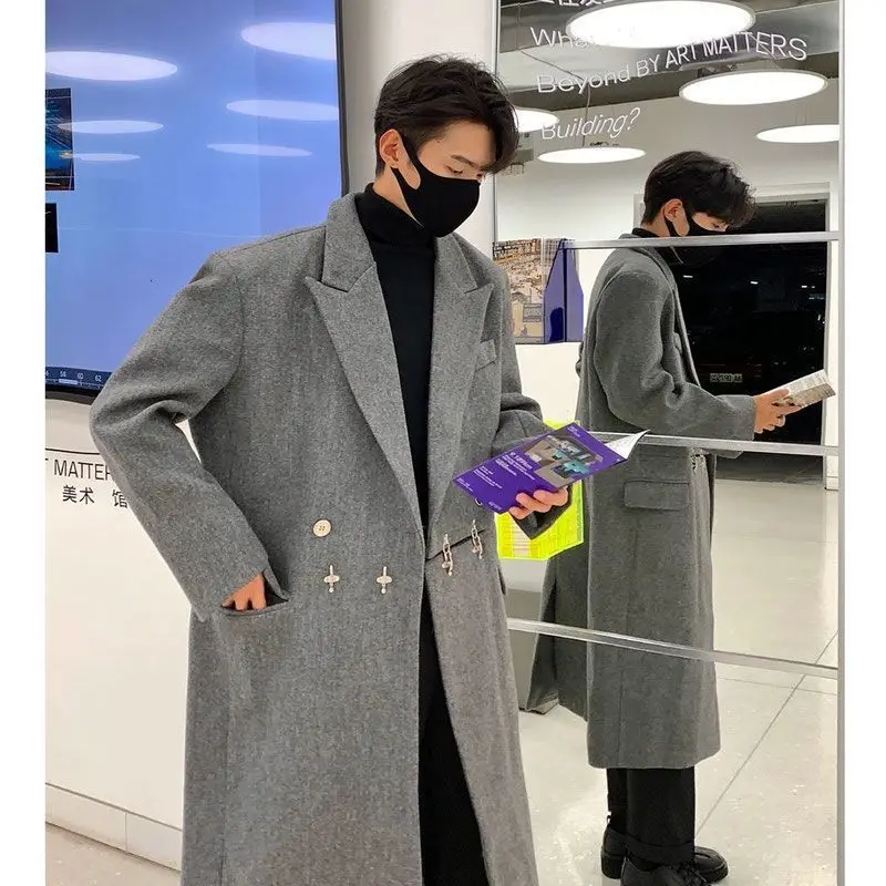

Wool Blend Maxi Coat Mans Girlfriend Cut Fitted Slim Skinny Narrow Tight Close Body Hugging Form Shape Revealing Defining Warmer