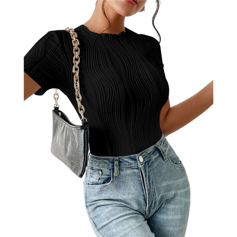 

Bodysuits For Womens Crew Neck Short Sleeve Body Suits Going Out Outfits Summer Leotards Tops Onesie Shirts-A55G