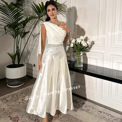 Nobility فساتين طويلة انيقه سهرة  Satin One-Shoulder Prom Gown Saudi Arab Beaded Ankle-Length Elegant Women Evening Dresses 2024