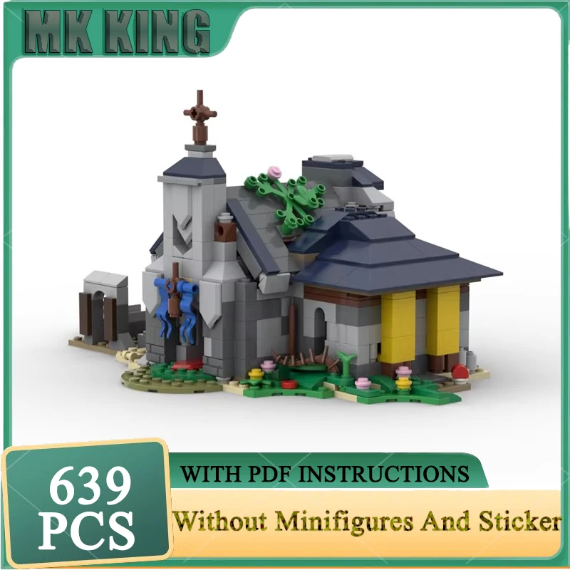 

Medieval Castle Model Moc Building Block Olden Chapel Model Technology Brick DIY Assembly Modular City Street View Toy