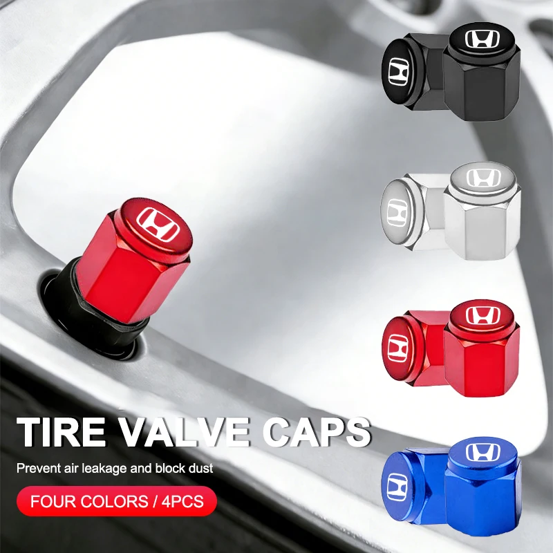

4Pcs Metal Car Wheel Tire Valve Caps Stem Case Cover For Honda Civic FIT CRV Accord Jazz HRV Stepwgn Prelude Insight Odyssey CRZ