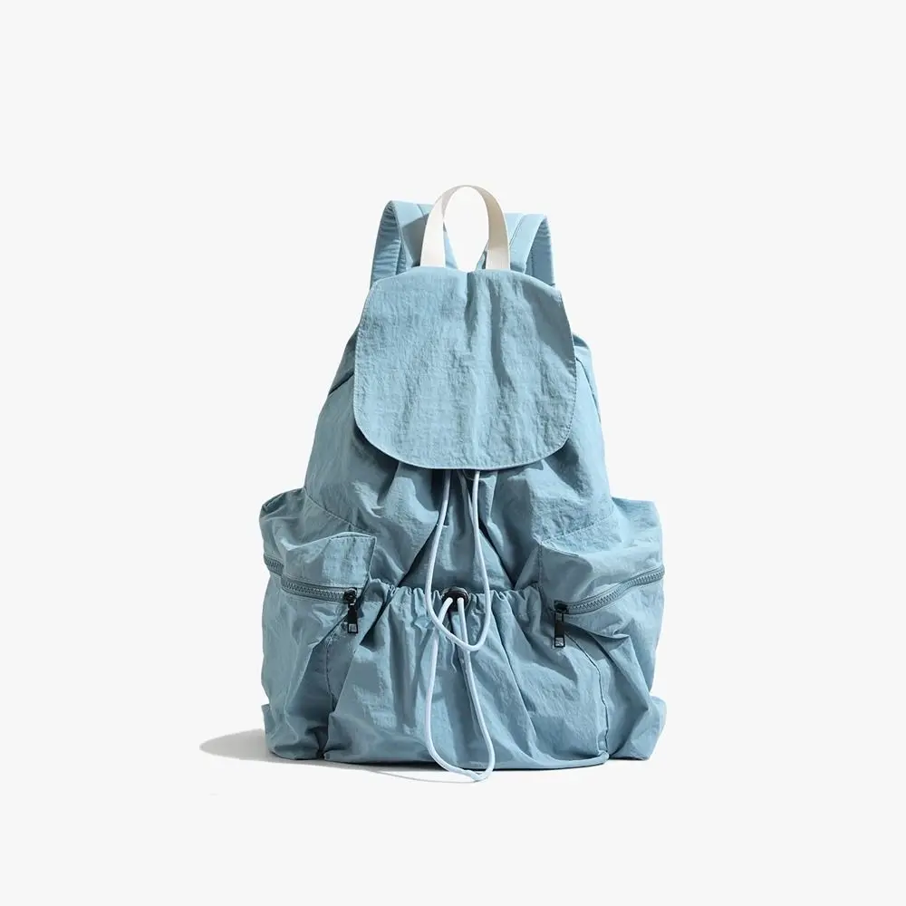 

Милый рюкзак на шнурке в корейском стиле, большая вместительная складная легкая мягкая нейлоновая сумка, однотонная большая сумка, сумка на плечо для девочек