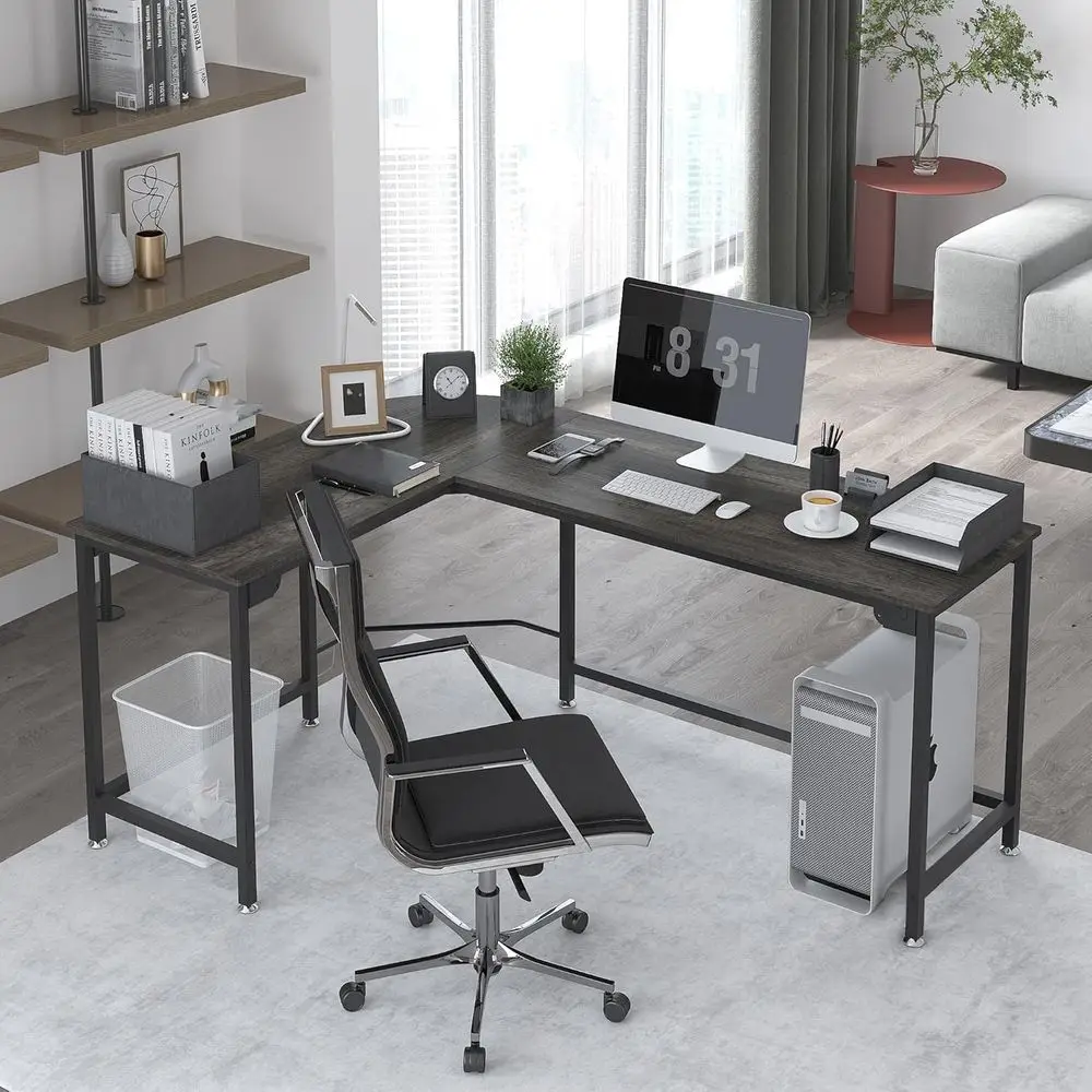 مكتب مدمج 66 على شكل حرف L للمكتب المنزلي والألعاب والدراسة مع سهولة التجميع للمساحات الصغيرة #2