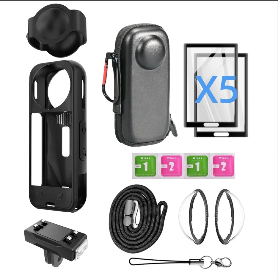 

Accessories Kit For Insta360 X5 Guard Carrying Case Tempered Glass Film protector cover glass storage bag Premium Lens accessory
