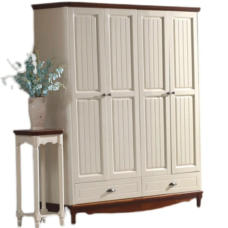 

All solid wood wardrobe five doors swing door large wardrobe pure log Mediterranean style American bedroom furniture