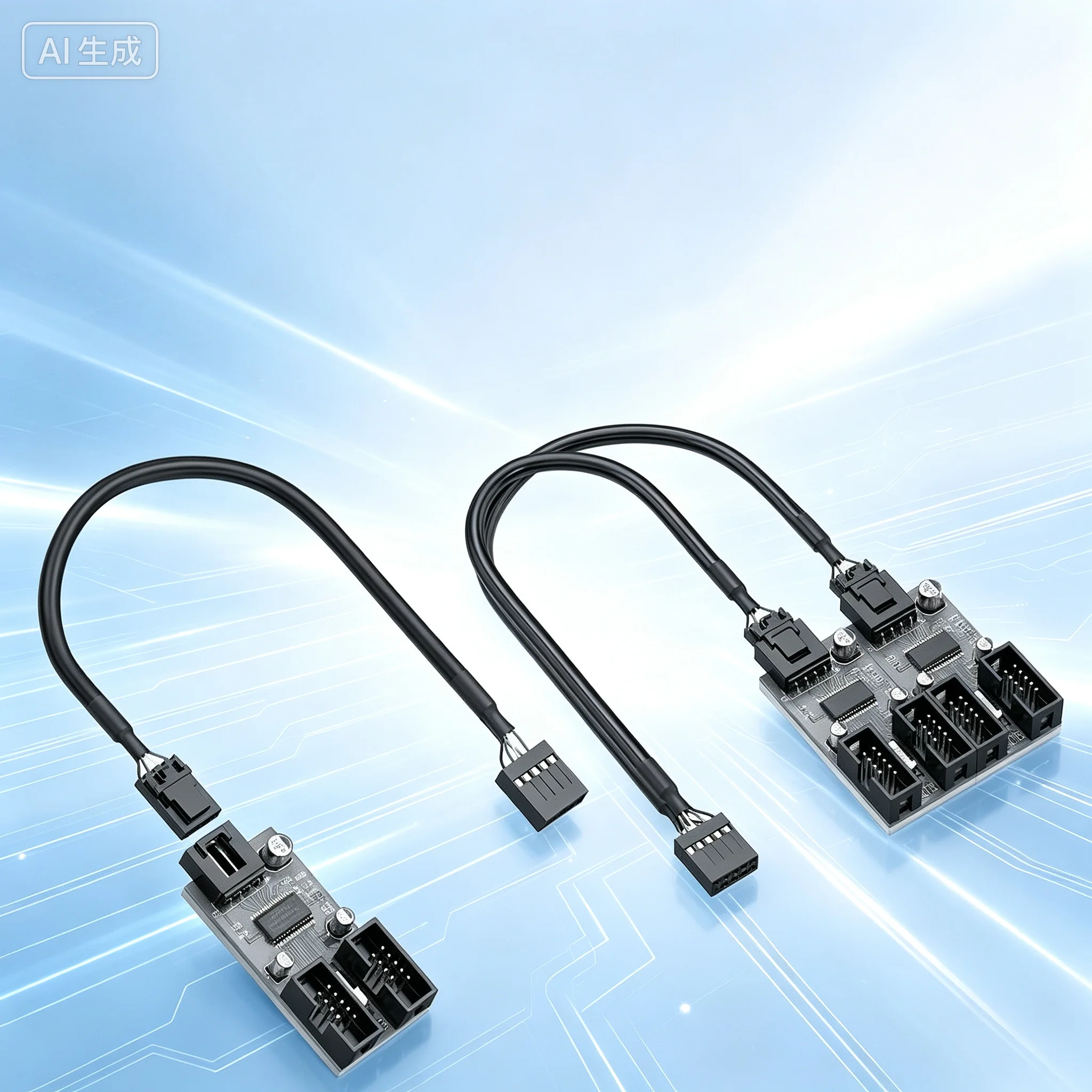 For Motherboard USB2.0 9PIN to Dual 9PIN 1‑to‑2 Expansion Hub