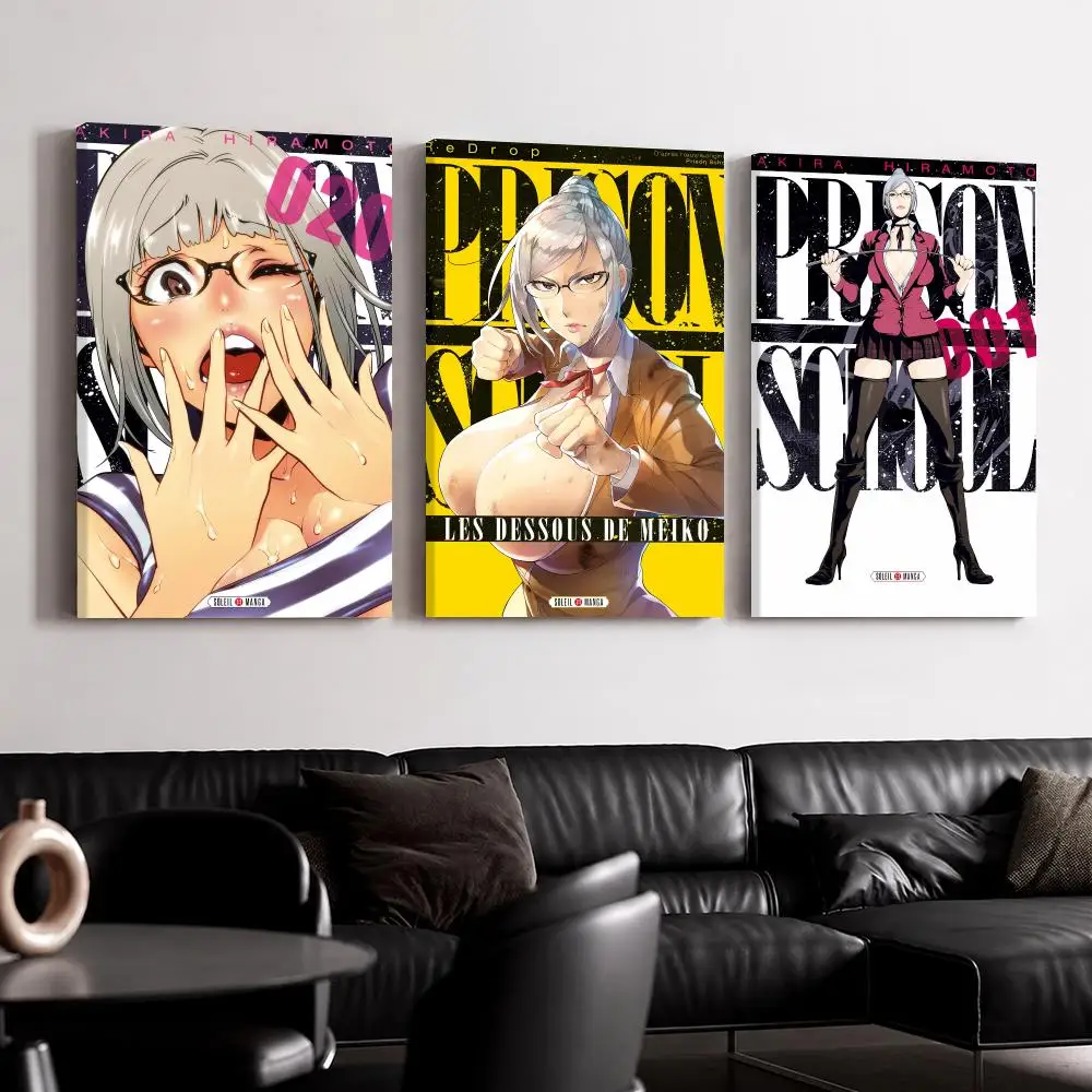Anime P-Prison S-School Framed Wall Painting Canvas Poster Ready to Hang Wall Art for Bedroom Living Room Home Decor Gift