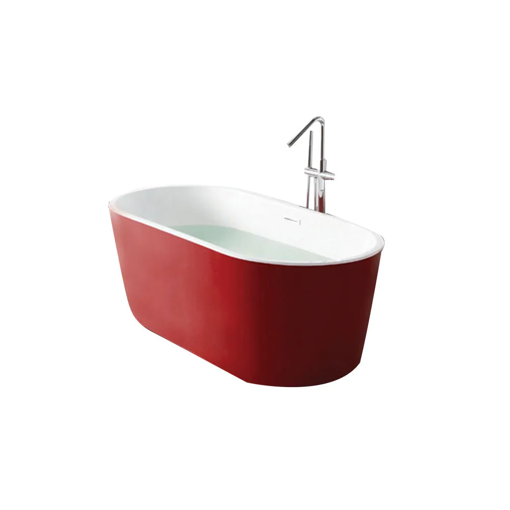 Picture 4: Modern Simple Design White Acrylic Freestanding Bathtub Customized Solid Surface Free Standing Hotel Bathroom Whirlpool Bath