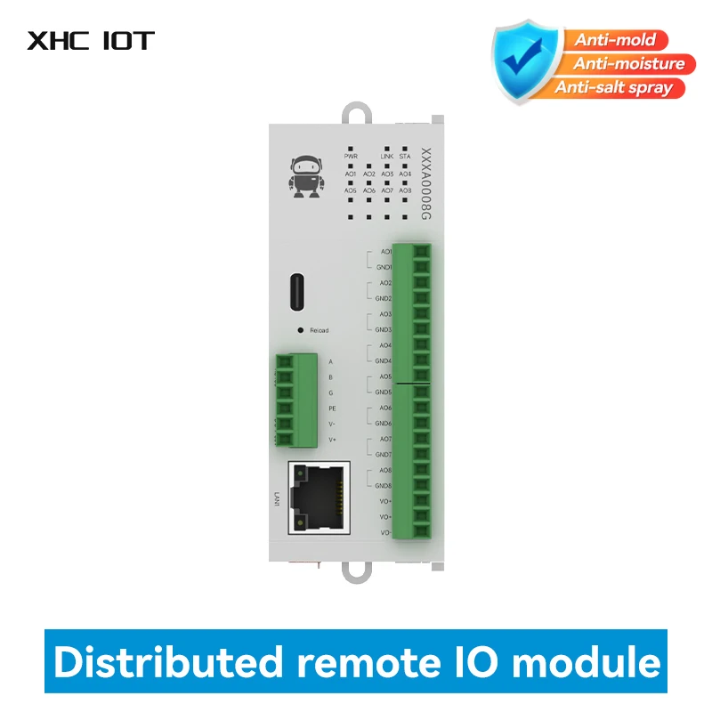

8AO Distributed Remote IO Module Host Module XHCIOT M31-XXXA0008G LED Indicator Analog Switch Acquisition Modbus TCP/RTU