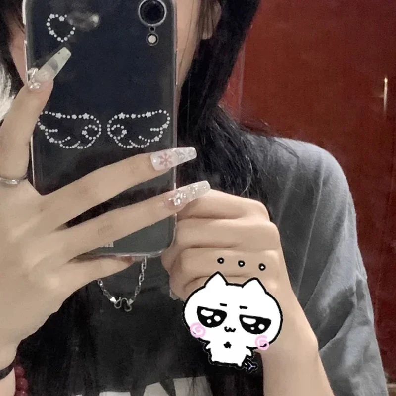 Funda de teléfono con alas de Ángel coreanas ins, funda de teléfono con corazón de amor para iPhone 16 15 14 13 12 11 Pro XR X Max 7 8 Plus MINI, funda creativa