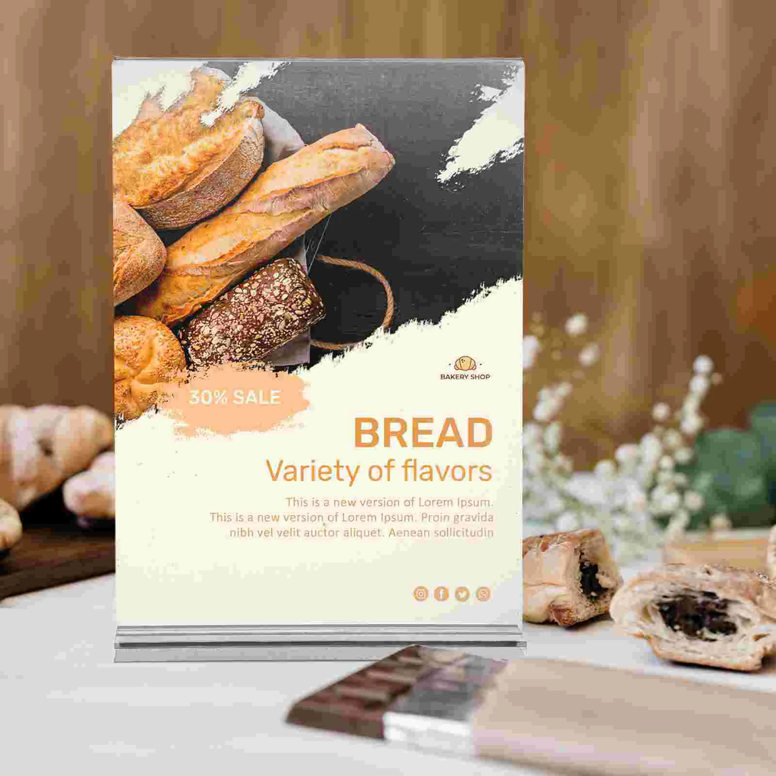 3 Pcs A4 Acrylic Table Card Brochure Display Stands Paper Holder Price Signs Business