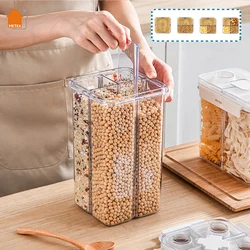 2023 New Cereal  Grain Dispenser, 4-Compartment Airtight Food Storage Containers Nuts Jars Seal Box for kitchen Storage Organiza