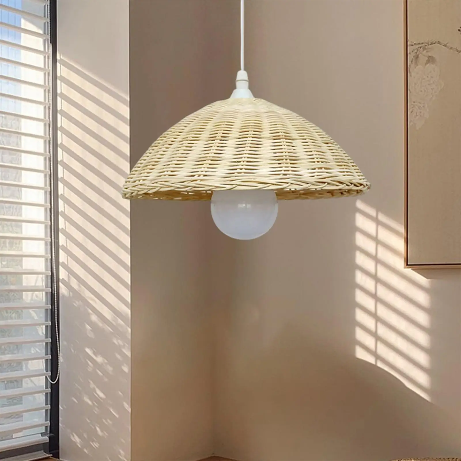 Rustic Bamboo Lamp Shade Decoration Replacement Lighting Fixture Lamp Cage Pendant for Bedroom Cafe Farmhouse Table Lamp Hallway