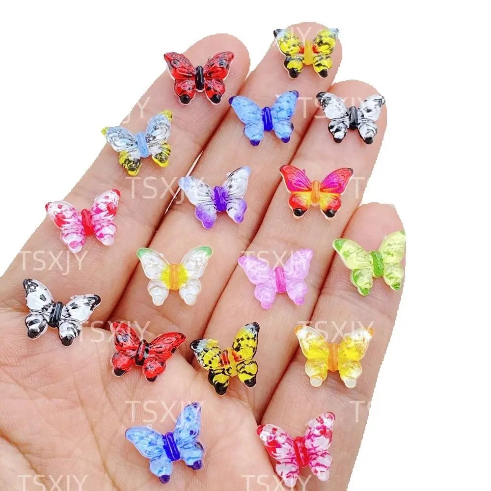 50 Stück neue gemischte Nagelkunst-Dekoartikel, süße Mini-Kristall-Schmetterlingsanhänger, Strass, DIY-Bastelbedarf für 3D-Nageldekorationen