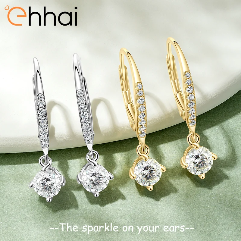 

Сертифицированные Ehhai GRA 0,5 карата круглого огранки из муассанита, нежные серьги-кольца для женщин, стерлинговое серебро 925 пробы, ювелирные изделия, подарок Pendientes