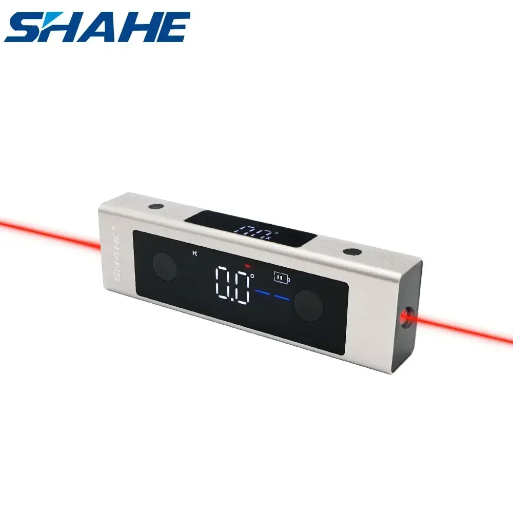 SHAHE 2 In 1 Laser Level Ruler Type-C Double Laser Angle Ruler Protractor Digital Inclinometer Measure Tool Protractor