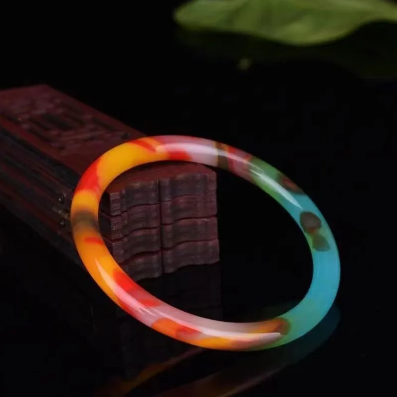 

Color Jade Thin Round Bar Bracelet, Fashionable and Simple Versatile Jade Bracelet
