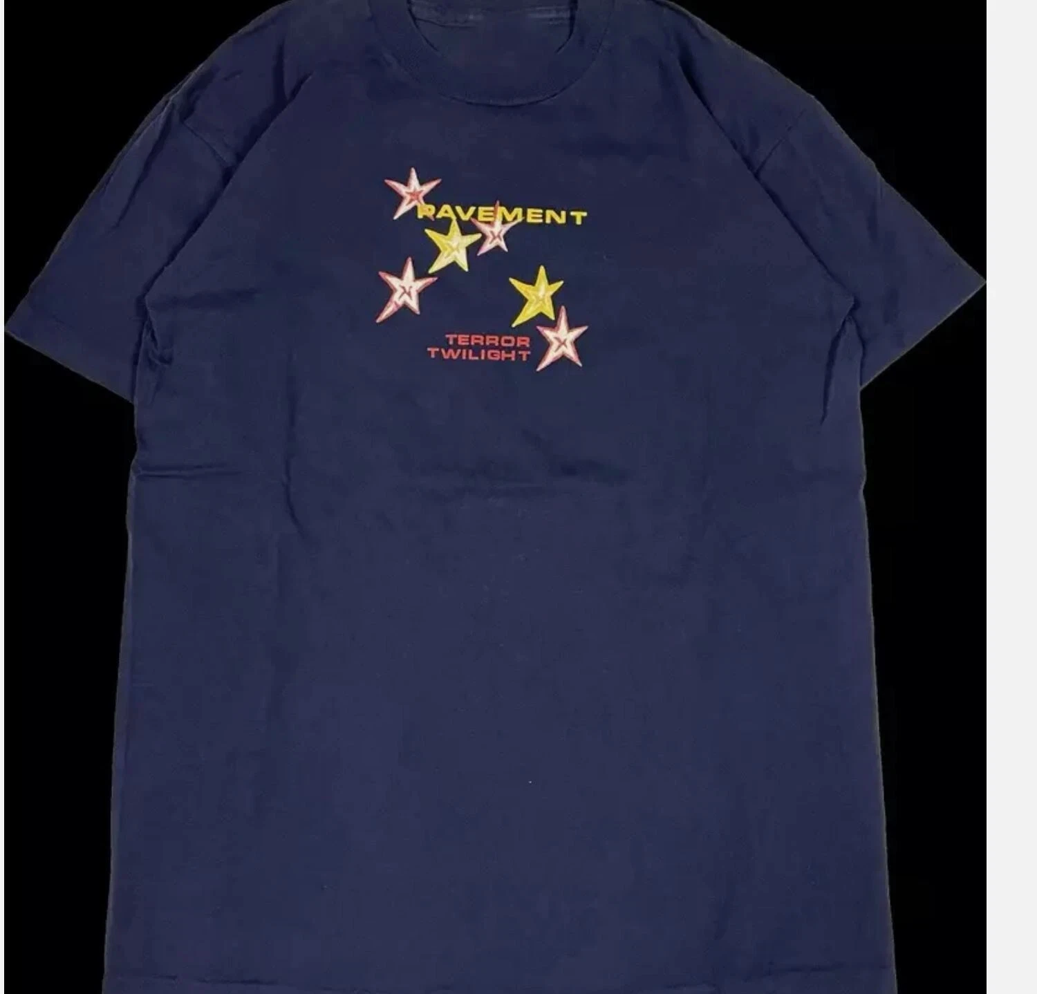 90s Band PAVEMENT Short Sleeved Navy Blue T-shirt Fan Gift Casual Printed Pattern T-shirt Street Fashion Outfit