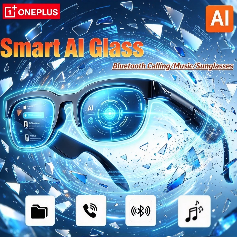 OnePlus HD Smart Bluetooth Glasses AI Motorcycle Goggles Player Surround Sound Touch Control Multifunctional Smart Sunglasses