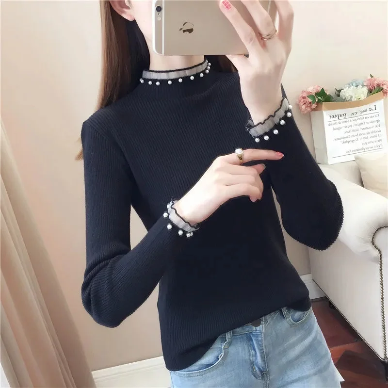 

Women's Sweater 2023 Autumn Winter Long Sleeve Casual Turtleneck Knitted Pullover Loose Bottoming Soft Knitwear Jumpers Sweaters