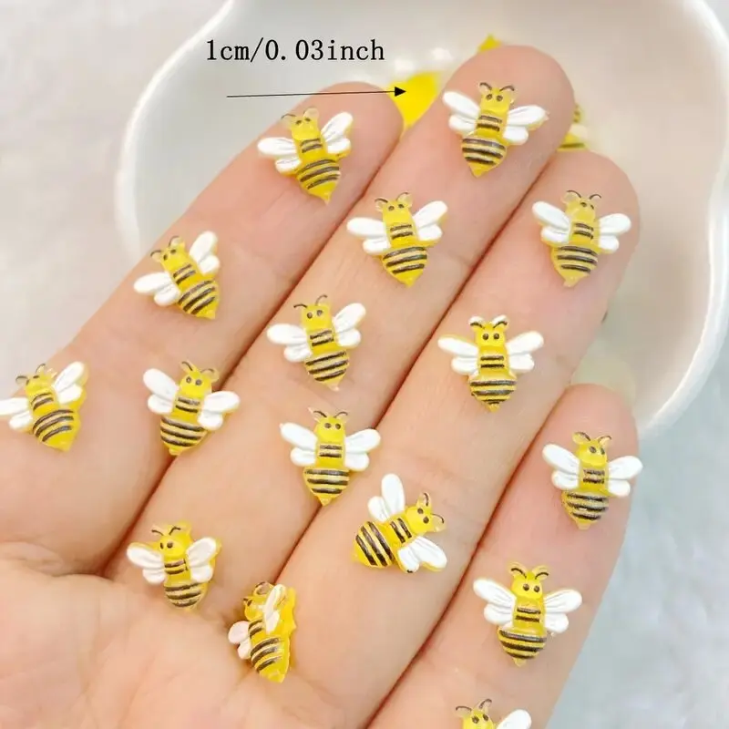 

20pcs Kawaii Cartoon Honeybe Nail Jewelry Charms Bulk Nail Rhinestone Gems For Manicure DIY Gift Nail Art Decoration Accessories