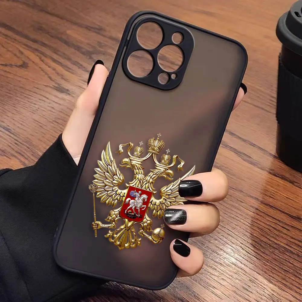 Russian Flags Emblem Cover Matte Case For Samsung S25 S24 S23 S22 S21 S20 FE S10 S30 S11 Plus Ultra Semi-transparent Case Funda