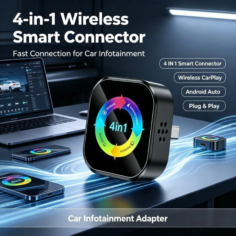 User-Friendly Four-In-One Car Adapter Builds Stable Phone Mirror Link For Daily Commute In-Vehicle Media Playback
