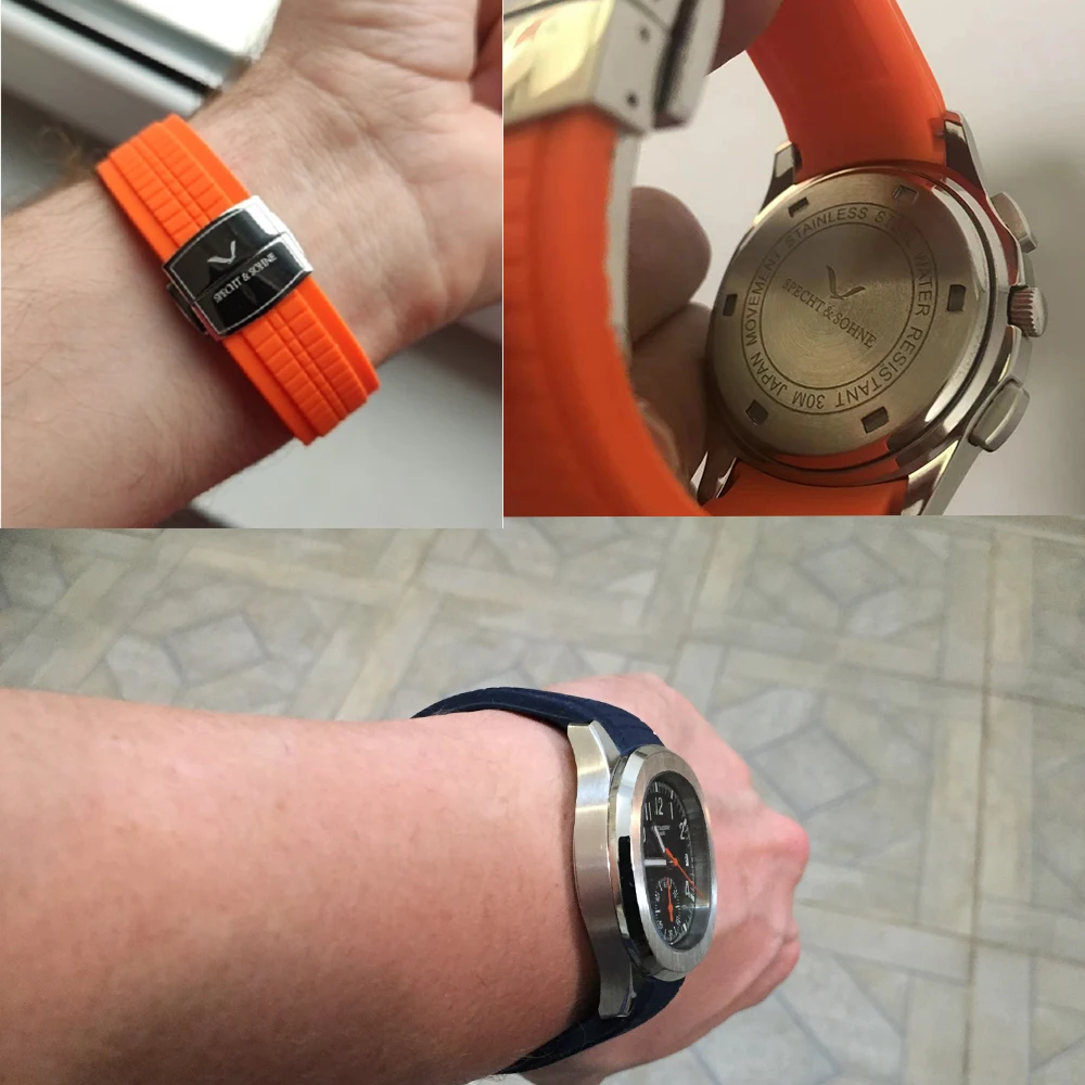 Reloj de pulsera de cuarzo para hombre, cronógrafo japonés con correa de goma naranja, 2024, envío directo